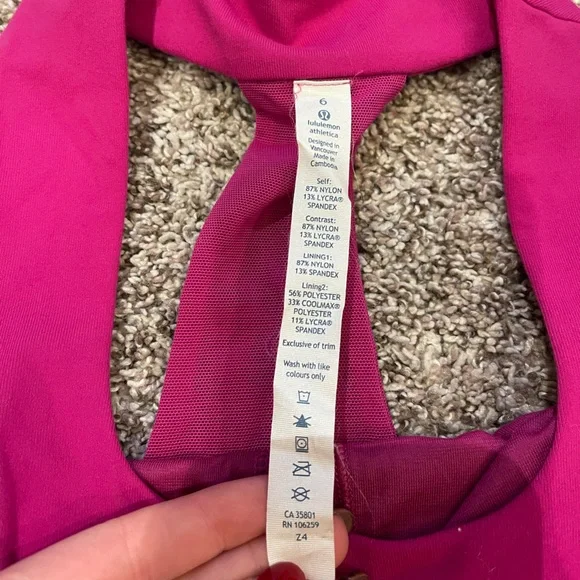 Lululemon Scoop Neck Tank *Luon - Raspberry - Size 6 - Picture 4 of 6